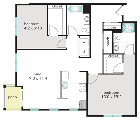 2E Floor Plan at The Tannery, Glastonbury, 06033